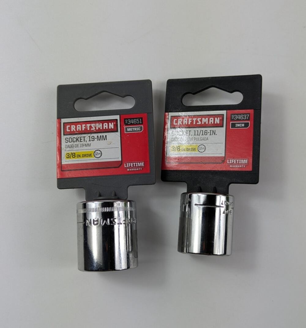 Craftsman Universal Sockets 12-5/8 IN 3/8" 12PT Inch US 24974 Lot 2 New on Cards